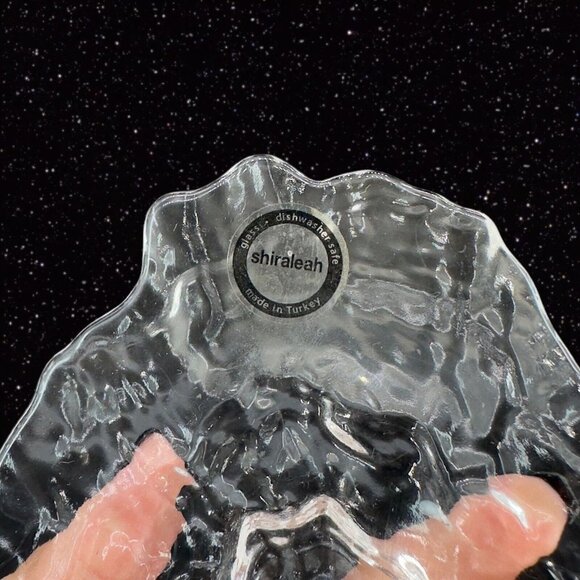 SHIRALEAH Beaux Arts Glass Clear Textured Bowl Dish Centerpiece W Sticker Turkey - Picture 4 of 14